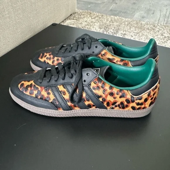 RARE NEW Adidas Samba OG Cheetah Leopard Black Green Womens 8 Mens 7 Sneakers - Picture 3 of 15